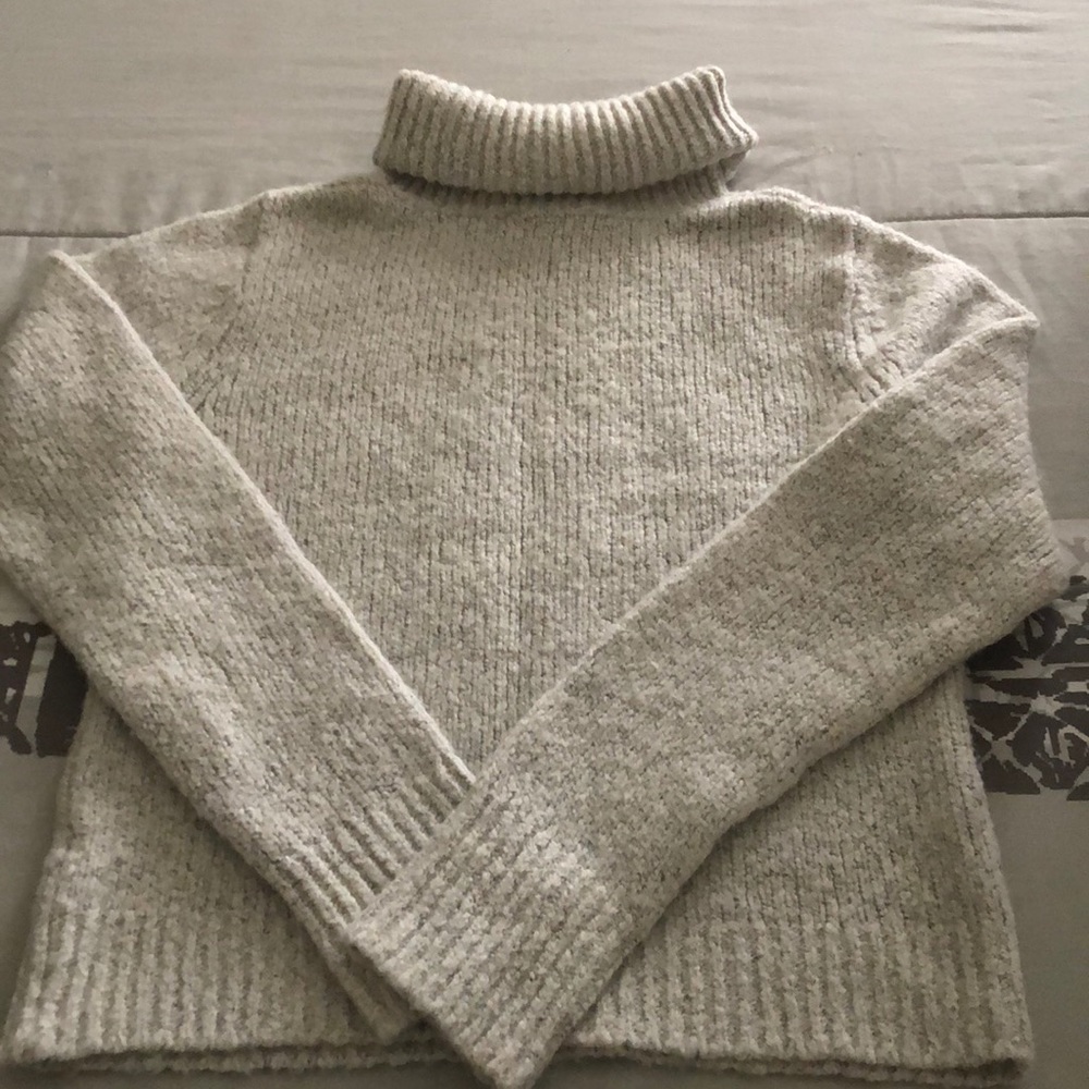 Off-white fuzzy turtle neck